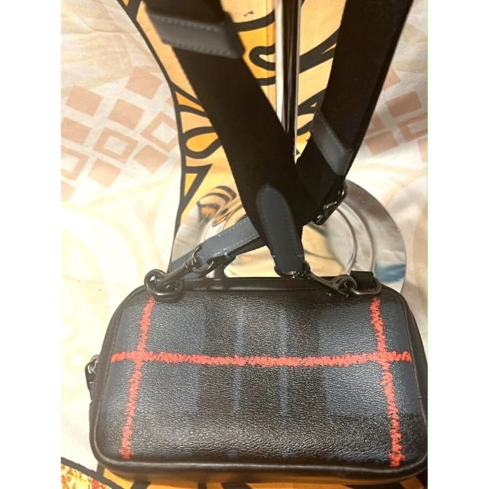 Coach Carrier Phone Crossbody Window Pane Plaid Bag C6819 EUC